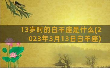 13岁时的白羊座是什么(2023年3月13日白羊座)