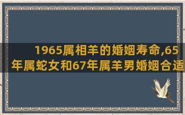 1965属相羊的婚姻寿命,65年属蛇女和67年属羊男婚姻合适吗