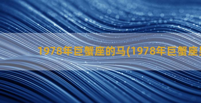 1978年巨蟹座的马(1978年巨蟹座男性格)