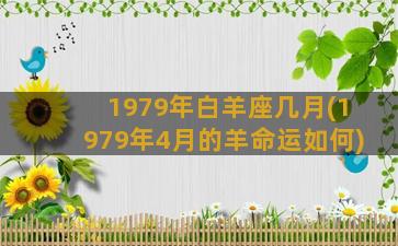 1979年白羊座几月(1979年4月的羊命运如何)