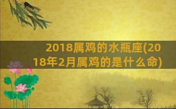 2018属鸡的水瓶座(2018年2月属鸡的是什么命)