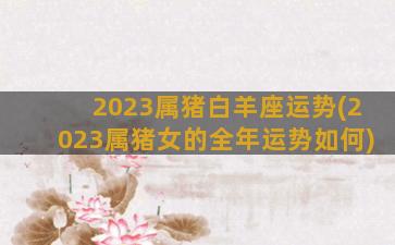 2023属猪白羊座运势(2023属猪女的全年运势如何)