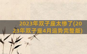 2023年双子座太惨了(2023年双子座4月运势完整版)