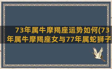 73年属牛摩羯座运势如何(73年属牛摩羯座女与77年属蛇狮子座男婚姻匹配)