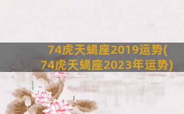 74虎天蝎座2019运势(74虎天蝎座2023年运势)