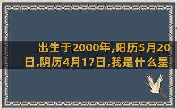 出生于2000年,阳历5月20日,阴历4月17日,我是什么星座