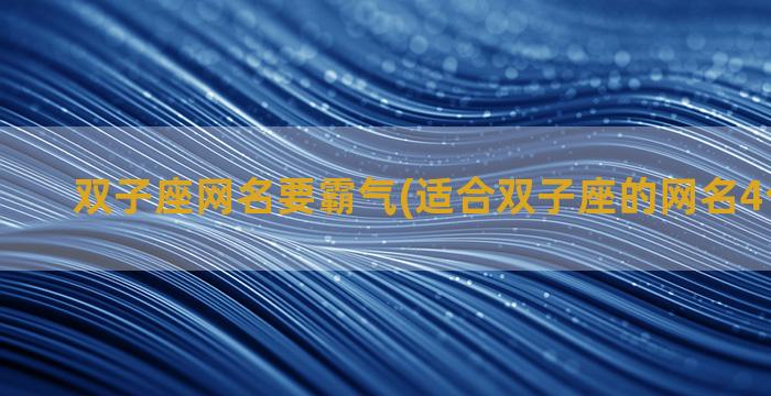 双子座网名要霸气(适合双子座的网名4个字霸气)