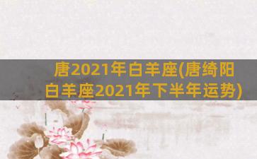 唐2021年白羊座(唐绮阳白羊座2021年下半年运势)