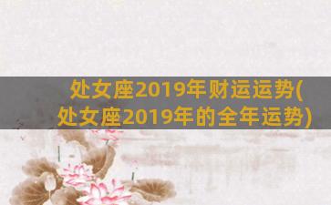 处女座2019年财运运势(处女座2019年的全年运势)