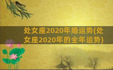 处女座2020年婚运势(处女座2020年的全年运势)