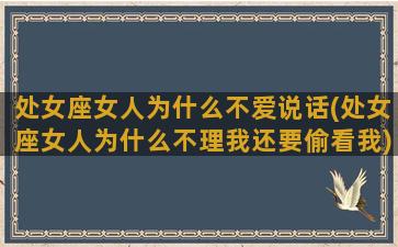 处女座女人为什么不爱说话(处女座女人为什么不理我还要偷看我)