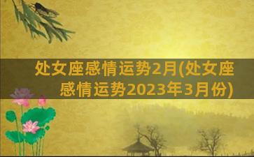 处女座感情运势2月(处女座感情运势2023年3月份)