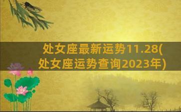 处女座最新运势11.28(处女座运势查询2023年)