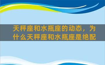 天秤座和水瓶座的动态，为什么天秤座和水瓶座是绝配