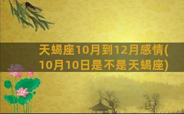 天蝎座10月到12月感情(10月10日是不是天蝎座)