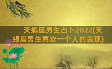 天蝎座男生占卜2022(天蝎座男生喜欢一个人的表现)