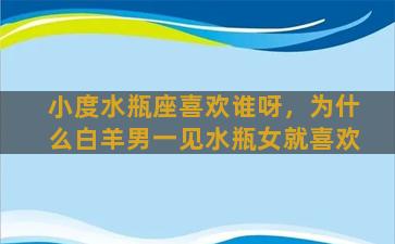 小度水瓶座喜欢谁呀，为什么白羊男一见水瓶女就喜欢