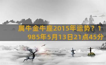 属牛金牛座2015年运势？1985年5月13日21点45分