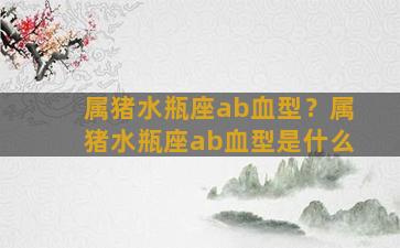 属猪水瓶座ab血型？属猪水瓶座ab血型是什么