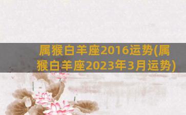 属猴白羊座2016运势(属猴白羊座2023年3月运势)