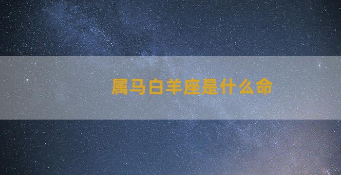 属马白羊座是什么命