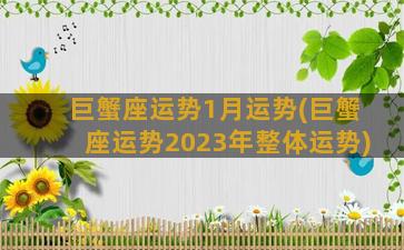 巨蟹座运势1月运势(巨蟹座运势2023年整体运势)