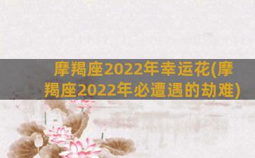 摩羯座2022年幸运花(摩羯座2022年必遭遇的劫难)