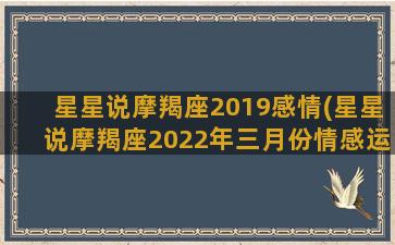 星星说摩羯座2019感情(星星说摩羯座2022年三月份情感运势)