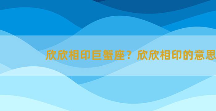 欣欣相印巨蟹座？欣欣相印的意思