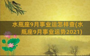 水瓶座9月事业运怎样查(水瓶座9月事业运势2021)