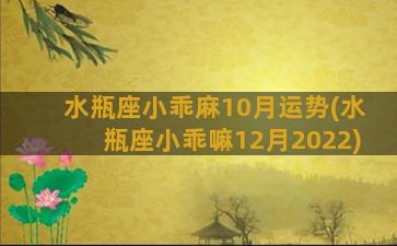 水瓶座小乖麻10月运势(水瓶座小乖嘛12月2022)