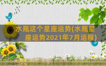 水瓶这个星座运势(水瓶星座运势2021年7月运程)