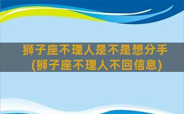 狮子座不理人是不是想分手(狮子座不理人不回信息)