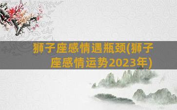 狮子座感情遇瓶颈(狮子座感情运势2023年)