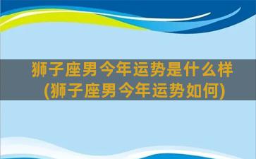 狮子座男今年运势是什么样(狮子座男今年运势如何)