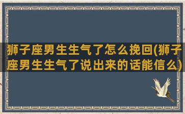 狮子座男生生气了怎么挽回(狮子座男生生气了说出来的话能信么)