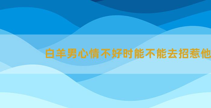 白羊男心情不好时能不能去招惹他