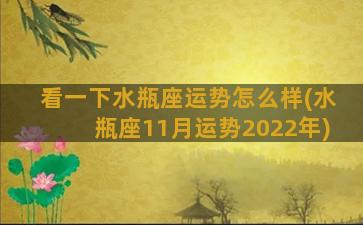 看一下水瓶座运势怎么样(水瓶座11月运势2022年)