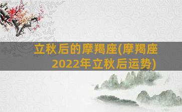 立秋后的摩羯座(摩羯座2022年立秋后运势)