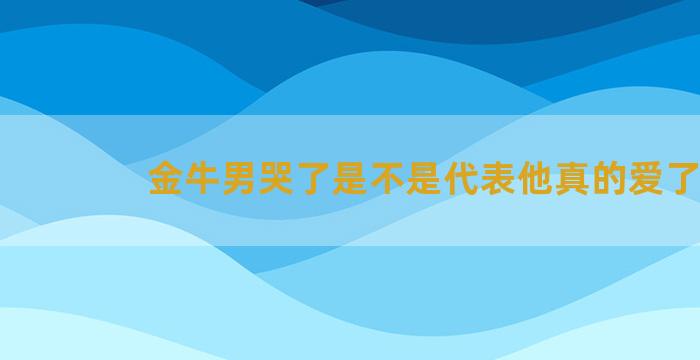 金牛男哭了是不是代表他真的爱了